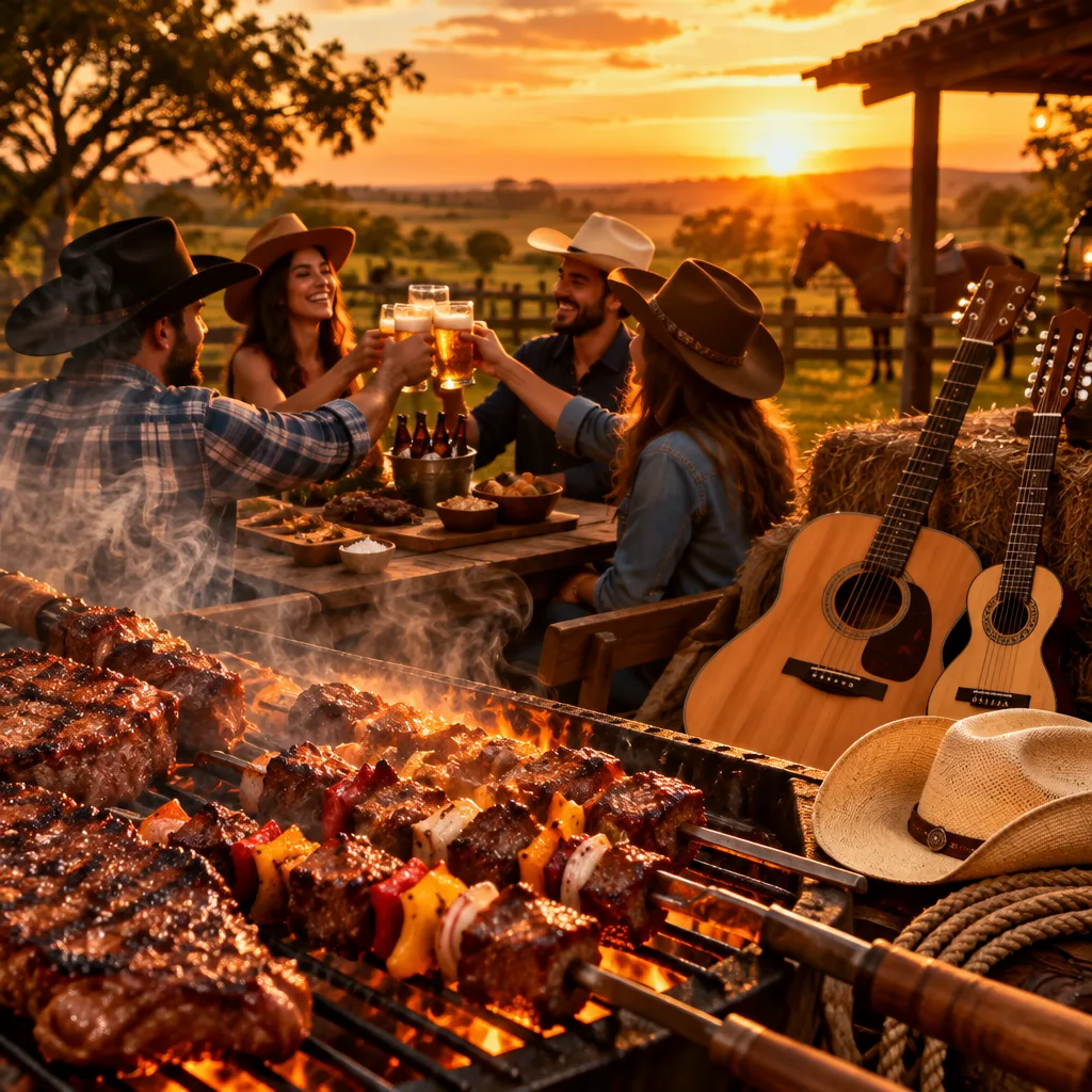 Capa exclusiva da parada Músicas de Churrasco Sertanejo: As Modas Mais Tocadas no Fim de Semana